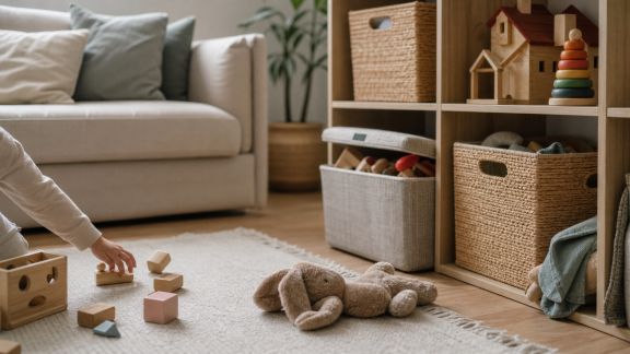 Organiser les jouets pour éviter le chaos dans le salon familial